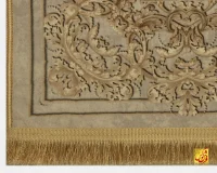 فرش ابریشم ماشینی T1082 کرم طوسی - Image 5