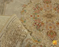 فرش ابریشم ماشینی T1082 کرم طوسی - Image 7