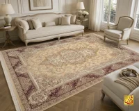 فرش کلاسیک اسطوره کرم حاشیه لاکی
