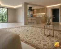 فرش کلاسیک سیران کرم حاشیه گلبهی