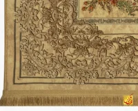 فرش ابریشم ماشینی T1084 کرم - Image 9