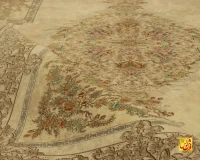 فرش ابریشم ماشینی T1084 کرم - Image 4