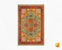 فرش ابریشم ماشینی T1088 سبز حاشیه لاکی - تصویر 2