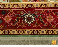 فرش ابریشم ماشینی T1088 سبز حاشیه لاکی - تصویر 9