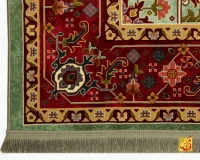 فرش ابریشم ماشینی T1088 سبز حاشیه لاکی - تصویر 10