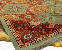 فرش ابریشم ماشینی T1088 سبز حاشیه لاکی - تصویر 6