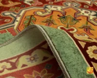فرش ابریشم ماشینی T1088 سبز حاشیه لاکی - تصویر 7