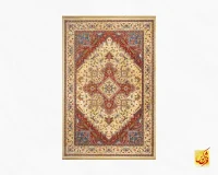 فرش ابریشم ماشینی T1090 کرم لاکی - Image 2