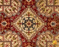 فرش ابریشم ماشینی T1090 کرم لاکی - Image 8