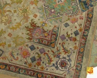 فرش ابریشم ماشینی T1091 کرم سبز - Image 8
