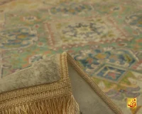 فرش ابریشم ماشینی T1091 کرم سبز - Image 9