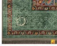 فرش ابریشم ماشینی T1092 فیروزه‌ای - تصویر 12