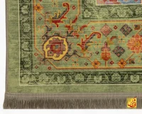 فرش ابریشم ماشینی T1093 سبز - تصویر 9