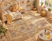فرش ابریشم ماشینی T1095 کرم