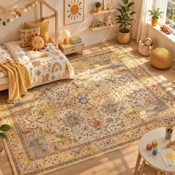 فرش ابریشم ماشینی T1095 کرم