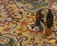فرش ابریشم ماشینی T1095 کرم - Image 9