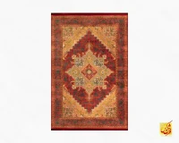 فرش ابریشم ماشینی T1096 قرمز - Image 2