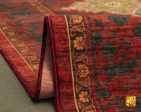 فرش ابریشم ماشینی T1096 قرمز - Image 7