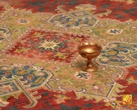 فرش ابریشم ماشینی T1096 قرمز - Image 8