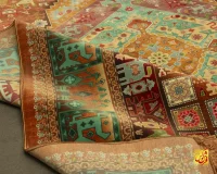 فرش ابریشم ماشینی T1110 نارنجی - تصویر 4