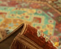 فرش ابریشم ماشینی T1110 نارنجی - تصویر 9