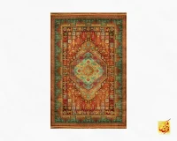 فرش ابریشم ماشینی T1110 نارنجی - تصویر 2