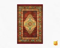 فرش ابریشم ماشینی T1113 لاکی - Image 2