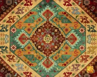 فرش ابریشم ماشینی T1113 لاکی - Image 4