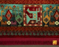 فرش ابریشم ماشینی T1113 لاکی - Image 8