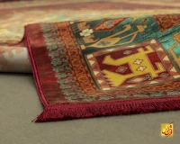 فرش ابریشم ماشینی T1113 لاکی - Image 7
