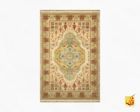 فرش ابریشم ماشینی T1114 کرم - Image 2
