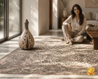 فرش کلاسیک کد 021_ رنگ 1008 کرم حاشیه فیلی