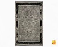 فرش وینتیج N9 طوسی حاشیه مشکی - Image 2