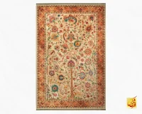 فرش ابریشم ماشینی باغ جاودان L1027 کرم - تصویر 2