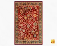 فرش ابریشم ماشینی باغ جاودان L1028 لاکی - تصویر 2