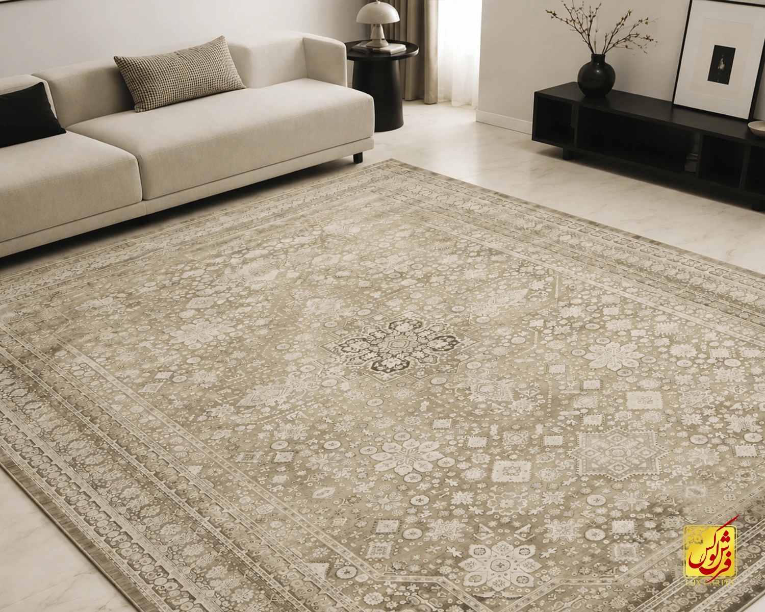 فرش وینتیج 217M کرم نسکافه ای فرش وینتیج 217 کرم نسکافه ای - Image 1