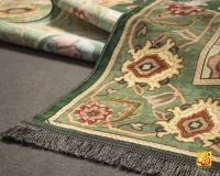 فرش ابریشم ماشینی L1017 سبز - Image 5