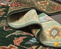 فرش ابریشم ماشینی L1017 سبز - Image 6