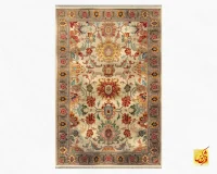فرش ابریشم ماشینی L1021 کرم - Image 2