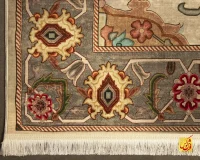 فرش ابریشم ماشینی L1021 کرم - Image 9
