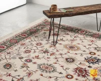 فرش کلاسیک باغ فردوس کرم حاشیه سبز