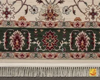 فرش کلاسیک باغ فردوس کرم حاشیه سبز - Image 8