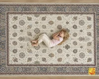 فرش کلاسیک 232 کرم حاشیه آبی