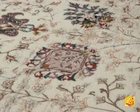 فرش کلاسیک 232 کرم حاشیه آبی - تصویر 4