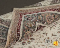 فرش کلاسیک 232 کرم حاشیه آبی - تصویر 7