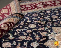 فرش کلاسیک 7521 سرمه ای حاشیه شرابی - تصویر 4