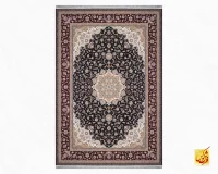 فرش کلاسیک 7521 سرمه ای حاشیه شرابی - تصویر 2