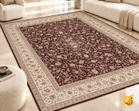 فرش کلاسیک 7542 شرابی حاشیه کرم