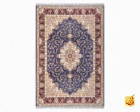 فرش کلاسیک 7555 آبی حاشیه شرابی - تصویر 2