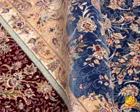 فرش کلاسیک 7555 آبی حاشیه شرابی - تصویر 7